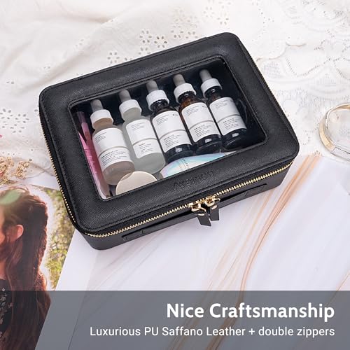 Aveniee Clear Makeup Bag Set (2-Piece Mini & Midi) - Travel Toiletry Organizer for Women, Waterproof Cosmetic Pouch & Car Accessory for Travel Size Toiletries, Black - color: Black, style: Compact Duo