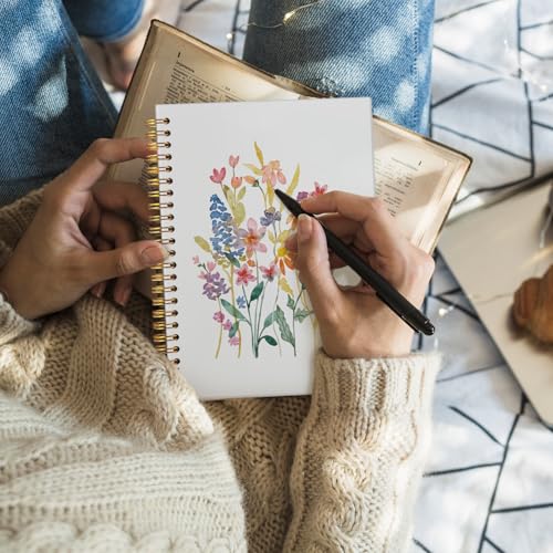 Wheatwin Floral Notebook Journal, Wildflower Cute Hardcover Spiral Notebook for Work Note Taking Women Writing School Teen Girls 5.5x8.3 - color: Flower - 1
