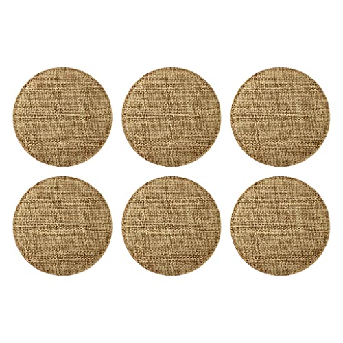 Smile Art Design Burlap COASTER Set of 6 with base Blank Round Burlap Textile Material Personalized Gifts Natural Decor House warming Farmhouse Living Room Kitchen Wedding Rustic Home Decor - color: Style 00 - Blank, size: Set of 6 - Round Coaster