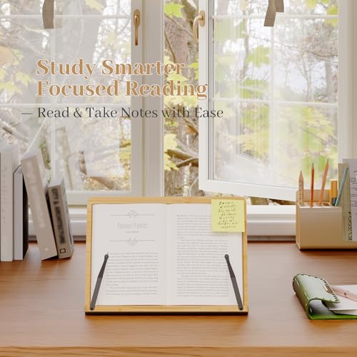 Book Stand, Book Holder for Reading Hands Free, Cookbook Stand - size: Medium (13.2 × 9.45 in)