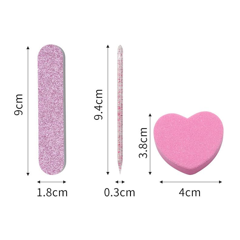 lasenersm 10 Sets 3-in-1 Nail Kit Nail Art Tools Disposable Manicure Kit Individually-Packed Disposable Manicure Kit Nail Art Files Manicure Care Sticks Manicure Sponge for Nail Care Nail Salon, Pink
