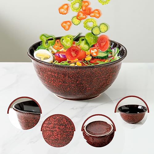 HASENSE Ceramic Mixing Bowls, Large Serving Dishes Set of 3 for Cooking, Baking, Prepping, Porcelain Nesting Bowls for Salads, Fruit, Popcorn, Cereal, 2.1/1.0/0.5 Qt, Dishwasher & Microwave Safe, Red - color: Red, size: 20+40+84 Ounce