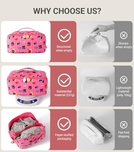 Aveniee Travel Makeup Bag for Women, Large Cosmetic Organizer with Open-Flat Design, Clear Divider & Handle - Waterproof PU Leather Toiletry Case (Moon Cat Pattern) - style: Mooncat