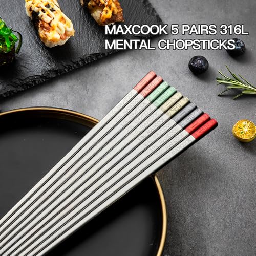 Metal Chopsticks, 5 Pairs 316L Stainless Steel Chopstick 9.25 Inch - size: 316L Stainless Steel Reusable Chopsticks