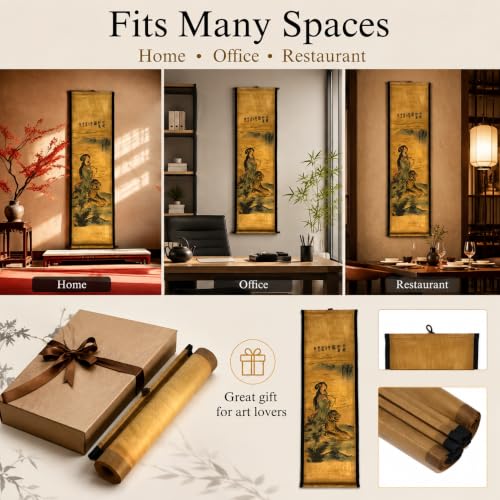 Wall Art Poster Prints Painting Scroll Decor Japanese Bamboo Tiger Lady - color: C2