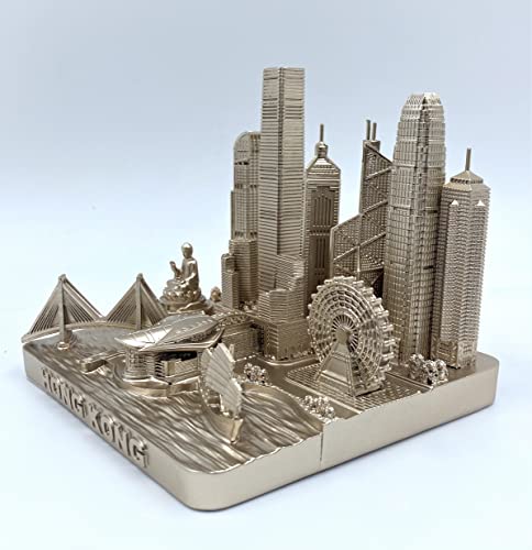 ZIZO Modern The World Landmarks Model Buildings City Skyline Statue for Home Decor for Boy Friends Gold 4" (Hong Kong) - color: Hong Kong