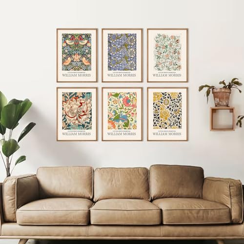 William Morris Wall Art Prints, Vintage Famous Artist Paintings William Morris Posters Set, William Morris Flower Market Gallery Canvas Art Prints, Nature Wilderness Illustrations Floral Botanical - color: Morris 01