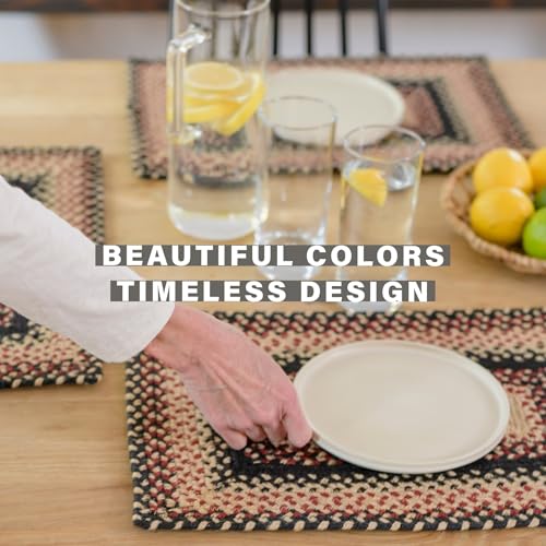 Homespice Gloucester Jute Braided Placemats, Oval 13x19 Set of 4 - color: Primitive Star Gloucester