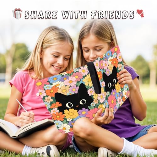 Cat 9 Pocket Card Binder for Girls - Cute Cat Trading Card Binder 9 Pocket, Girls Flower Cats Cards Collection Holder 900 Pockets, Zippered Trading Cards Folder for Girl Collection Organizer - color: Flowers Black Cat, size: 900 Pockets