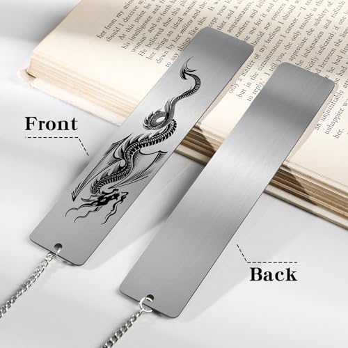 Dragon Metal Bookmark Gift - 2 Pcs Cool Bookmarks for Reading - style: Dragon