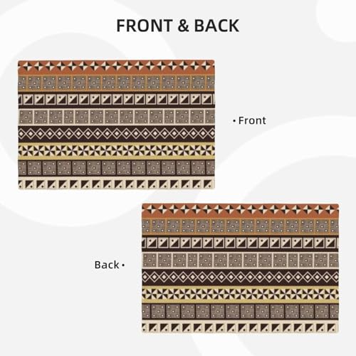 African Aztec Placemats Rectangle Linen Table Placemet Set of 4 - color: Beige, size: Set of 4