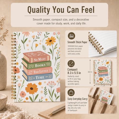 WDXIA Cottagecore Floral Book Stack Notebook 5.5x8.3 Inch - color: pattern-15