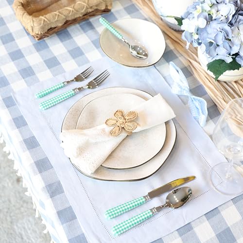 ANNOVA Silverware Set 20 Pieces Cutlery Stainless Steel Colorful Fun Handle Flatware Service for 4 - Dinner Knife, Dinner Fork, Salad fork, Dinner Spoon, Dessert Spoon (Checker Green, 20 Pieces) - color: Checker Green