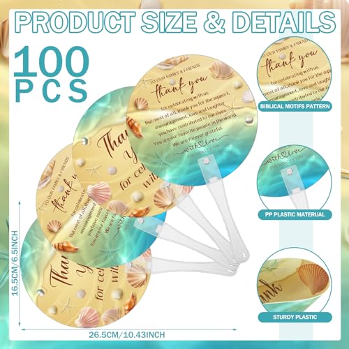CroBlissful 100 Pcs Wedding Hand Fans for Guests Bulk, Handheld, Sunflower - style: Beach