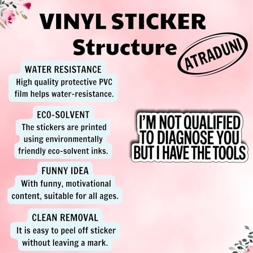 (3Pcs) I’m Not Qualified to Diagnose You But I Have The Tools Stickers Funny Sarcastic Quote Dark Humor Gifts Waterproof Vinyl Decals for Kindle Water Bottle Hard Hat Phone Laptop Size 1.4" x 3" - color: I’m Not Qualified to Diagnose You But I Have the To