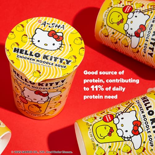 Hello Kitty Vegan-Friendly Instant Ramen Cup | 6 Pack Chicken Noodle Soup