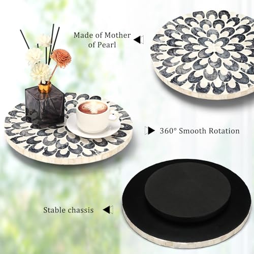 Reallnaive Mother of Pearl Lazy Susan, Round, Floral - color: Floral, style: Round