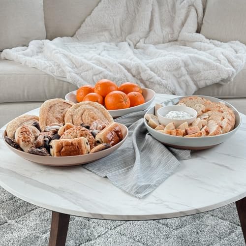 MORA Ceramic Large Serving Bowls- Set of 2 Oval Platters for Entertaining. Modern Kitchen Dishes for Dinner, Fruit, Salad, Turkey, etc. Oven, Dishwasher Safe, 55/35 oz, 13.5" / 11.8" - Earl Grey - color: Earl Grey, size: XL & L