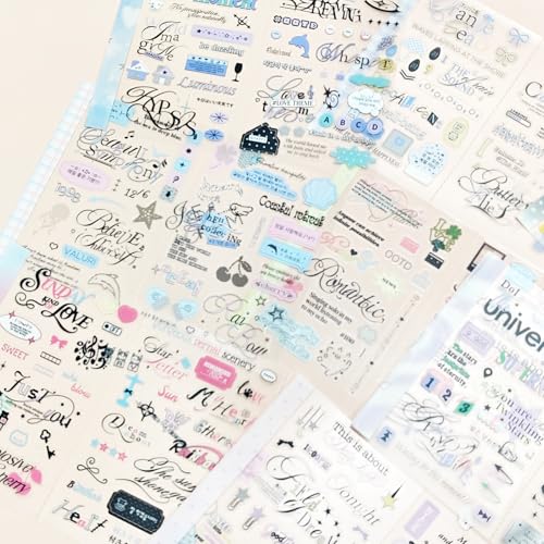 Japanese Stickers Book Set,20 Sheets Kawaii Japanese Scrapbook Stickers for Journaling,Junk Journal,Bullet Journaling,Diary,Scrapbooking Supplies,Calendar(Folded Page Text1) - color: Glimmer