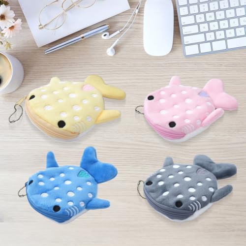 4PCS Whale Shark Coin Purse, Cute, Practical, Kawaii Coin Pouch for Women