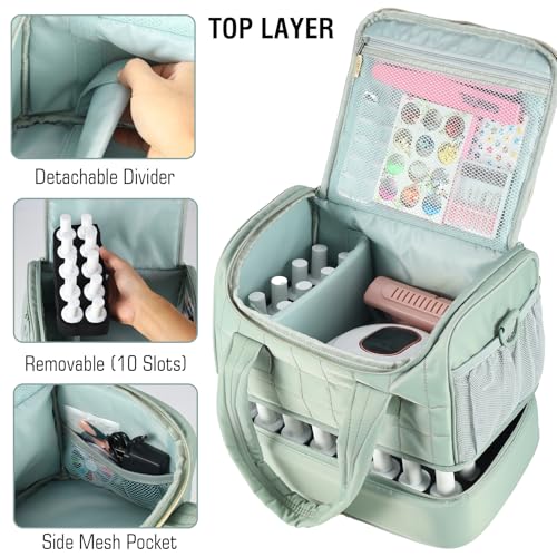 GR69N Nail Polish Organizer,Travel Nail Bag Organizer Case - color: Green