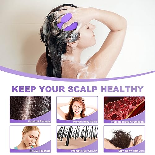 Meartchy Silicone Scalp Massager Shampoo Brush, Scalp Scrubber for Hair Growth (Purple) - color: Purple