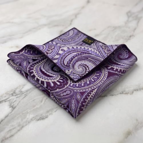 S&W SHLAX&WING Mens Pocket Square Paisley Multicolor Large for Business Wedding - color: Kh12