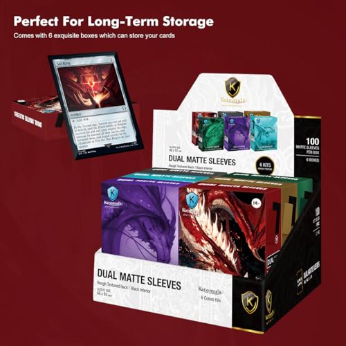 600PCS MTG Card Sleeves, Katomula 6 Colors Dual Matte Card Sleeve with Black Interior & Smooth Shuffle, Standard Size Deck Card Sleeves for MTG, PKM, TCG and Game Cards - color: 6 Colors