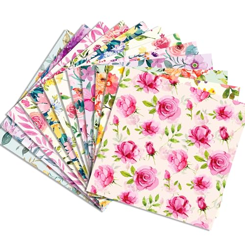 VIVIQUEN 24 Pack Floral Pattern Double-Sided Flower Scrapbook Paper 12”