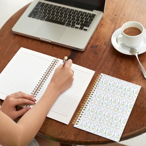 VIIJJUE Floral Notebook Journal, Flower Hardcover Spiral Notebooks Journals for Writing, 5.5x8.3 Inch - color: Full-page flower-02