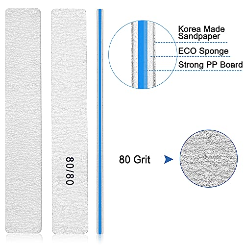 Nail File for Acrylic Nails 12pcs, 80/80 Grit Files Emery Boards, Jumbo Washable Thick Professional Square Nail File Manicure Tools for Nail Tech - size: 80/80 grit