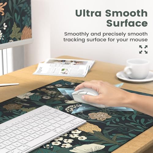 iCasso Desk Cover Mat, 4in1 Floral Large Mouse Pad with Wrist Rest - color: Cute Weeds