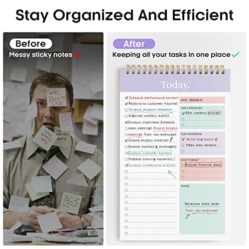 Taja To Do List Notepad, Undated Daily Planner for Work and Goal Setting - color: b-Violet Dream, size: 1 Pack
