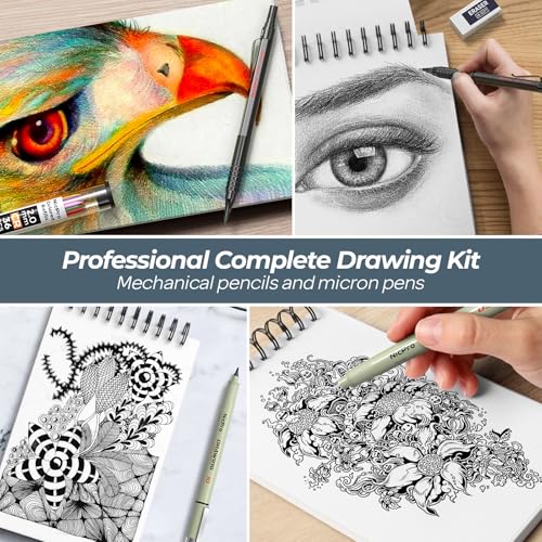 Nicpro 58PCS Art Drawing Supplies Kit in Leather Case,Pro Art Kit for Adult
