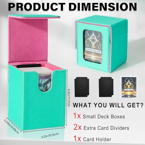 Card Deck Box for MTG Commander, Deck Case Holds 100 Double-Sleeved Cards - color: Green & Pink, size: 1 Box