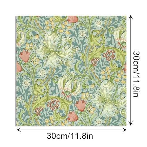24 Sheets William Morris Floral Pattern Paper William Morris Floral Scrapbook Paper Pad 12'' x 12'' Green Vines and Flowers Patterned Double-Sided Cardstock Paper for Background Card Making Origami