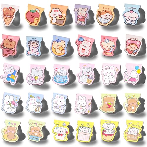30PCS Cute Magnetic Bookmarks, Magnet Book Markers with 30 Patterns, Kawaii Girls Animals Page Clips, Cartoon Bookmark for Women Home Office Supplies