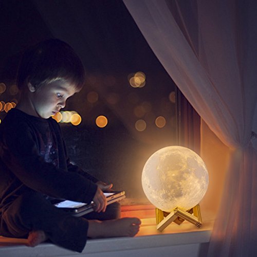 Moon Lamp, 3D Printed 16 Color LED Night Light, Moon Light with Dimming 7in - size: 7.0 inch