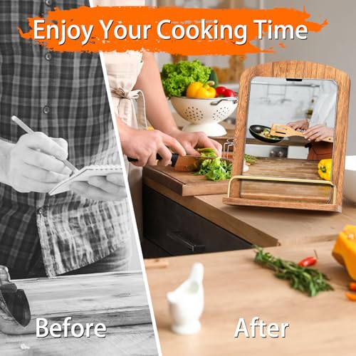 Cookbook Stand for Kitchen Counter Decor - Adjustable Cookbook Holder