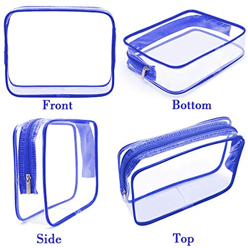 APREUTY 6 Packs Clear Makeup Bags, TSA Approved Toiletry Bags Set, Blue - color: Blue-6PCS(Large+Medium+Small)