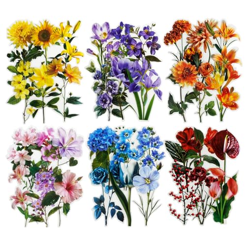 60 Pcs Floral Stickers for Scrapbooking and Journaling - color: Vibrant Harvest