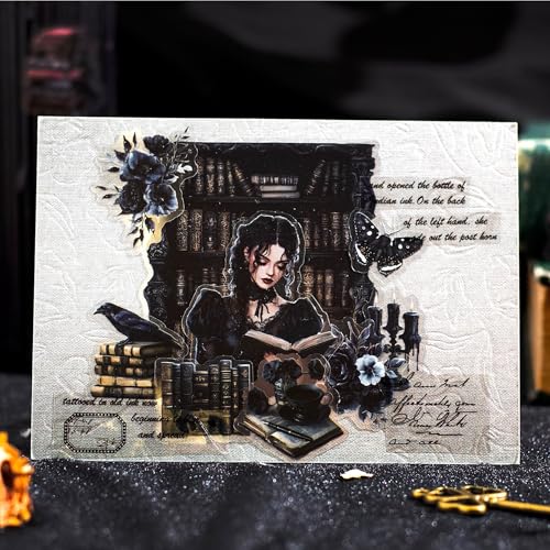 150 Pcs Black Gothic PET Stickers for Scrapbook Journaling - color: Dark World