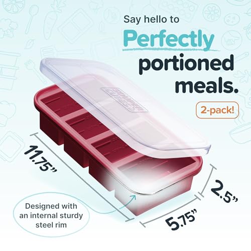 Souper Cubes 1 Cup Silicone Freezer Trays with Lids, Cranberry, 2-Pack - color: Cranberry, size: 2-Pack