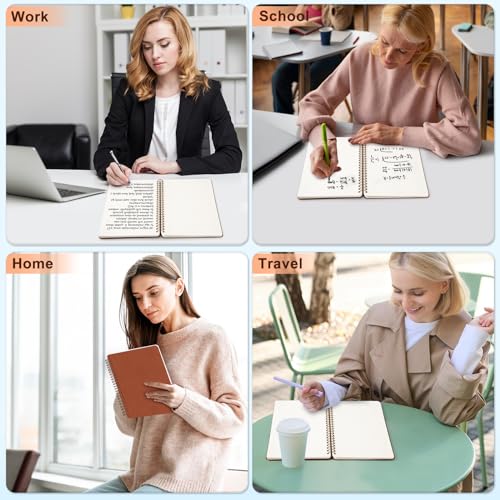 Lined Spiral Notebook for Women, A5 College Ruled Leather Spiral Journals - color: Brown, size: A5