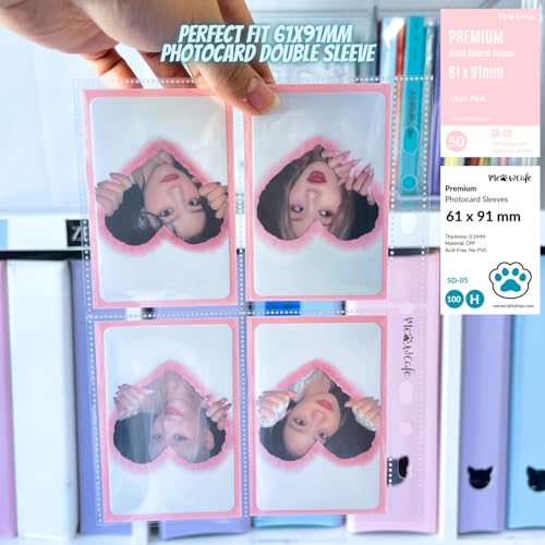 Meowcafe K-Keep A5 Slim 4 Pocket Premium Binder Pages, 63x93mm, 7 Holes, 100 Micron, Pack of 25