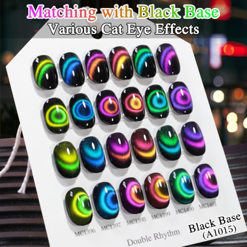 Double Rhythm Cat Eye Gel Nail Polish Set of 6 Same Color Same Bottle 0.5 Oz Shimmer Glitter with Magnet Holographic Reflective Magnetic UV Nail Polish Kit at Home (T6-120) - color: Chameleon Jelly