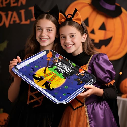 Vesici 4 Pack Halloween Serving Trays 13x10 Inch Witch Ghost Boo Party - style: Halloween