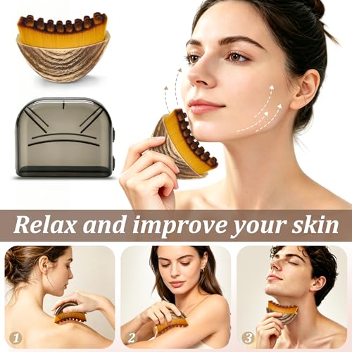 Silicone Face Scrubber & Lymphatic Contour Face Brush Set, Soft Facial Brush with Unique Side-Bristle for Gentle Exfoliating & Deep Cleansing, Lymphatic Drainage Massager for Sculpting(Black) - color: Black Set