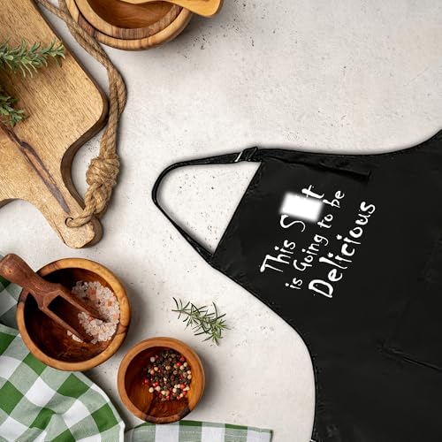 Funny Apron for Men Women,Humorous Kitchen Apron- Grilling Cooking BBQ Accessories, Gift for Dad Husband - color: This ... is Going to Be Delicious
