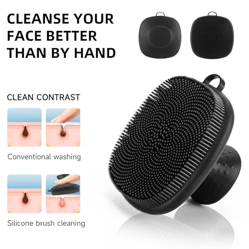 Face Scrubber, SANLESS Silicone Face Scrubber for Men Facial Cleansing Brush, Manual Waterproof Face Wash Brush for Exfoliating and Deep Cleansing - Black - color: Black